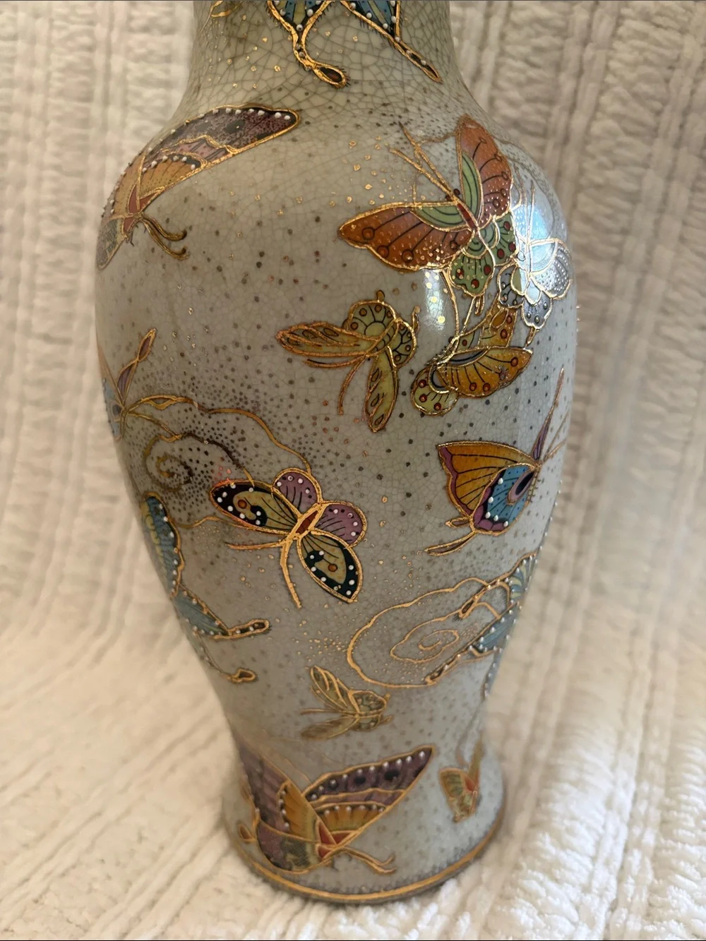Antique Elegant Butterfly Ceramic Vase in Multicolor